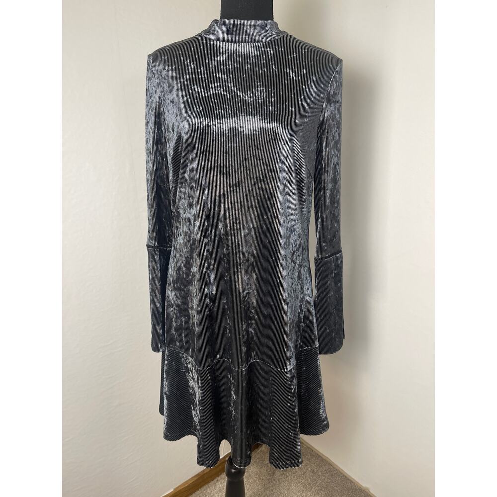 ABS Collection Women's Velvet Whimsygoth Burnout Tick Lined Short Dress Gray 6